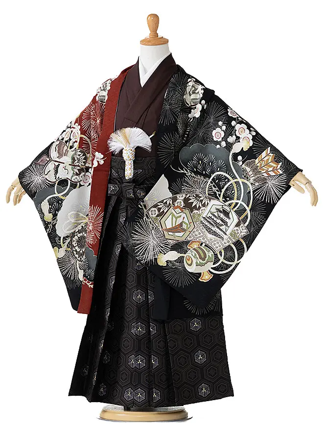 かんたん七五三 5歳 男 華徒然 赤茶×黒 5757