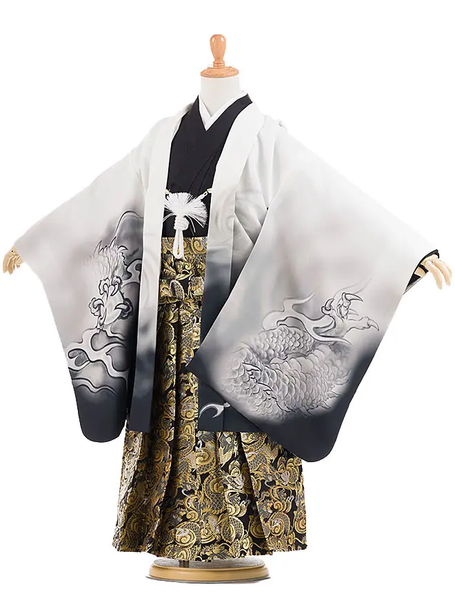 かんたん七五三 日本製 白 昇り龍　5780