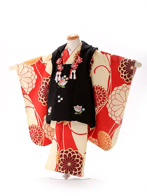 【削除】被布 赤×黒 モダン 菊橘 3199