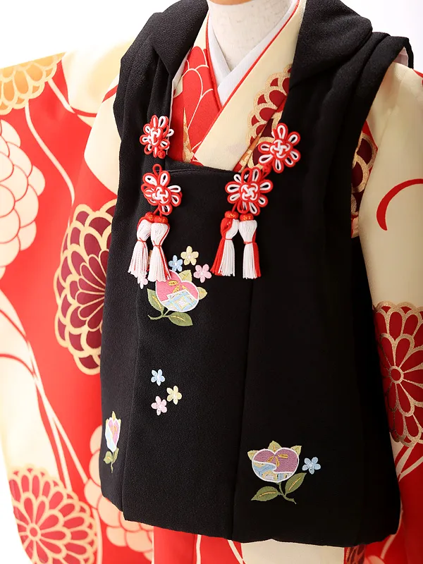 【削除】被布 赤×黒 モダン 菊橘 3199