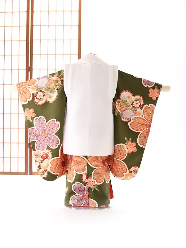 被布 緑×白 桜 3203