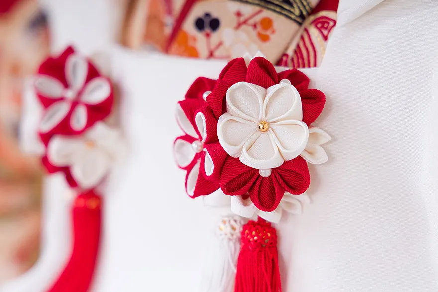 【正絹】 紅一点 3歳女の子被布 赤 3409