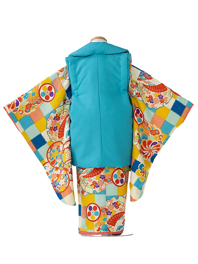 LOWRYS FARM3歳 女の子 被布 青緑 3507