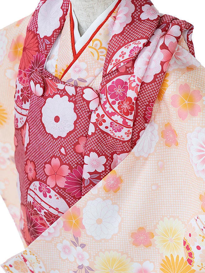 3歳 女の子 被布 黄色 毬 3517