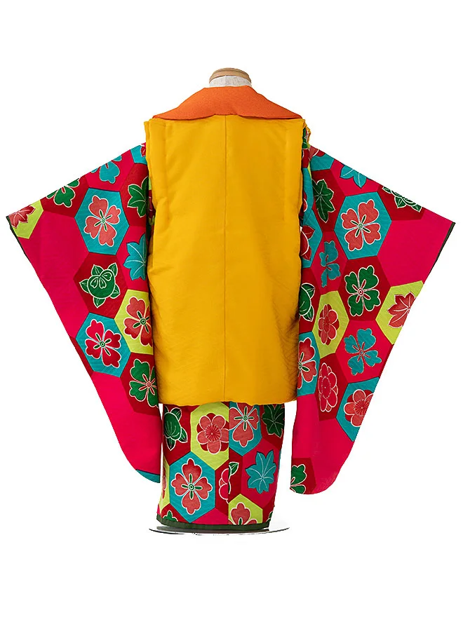 【モダンアンテナ】3歳女の子 被布 ピンク 小鳥 3531