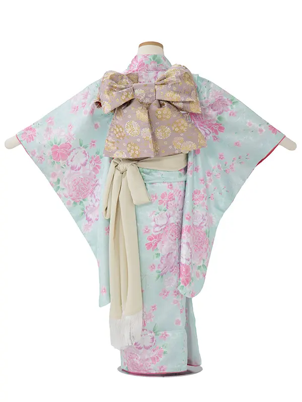 5歳 女の子 結び帯 ひさかたろまん 薄青緑 5018