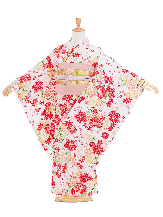 5歳女児被布 白 花々 5024