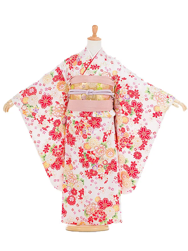 5歳女児被布 白 花々 5024