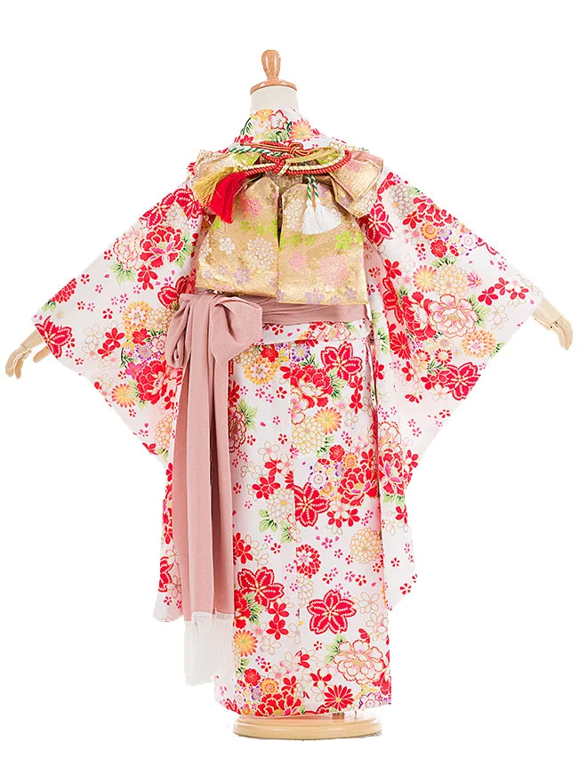 5歳女児被布 白 花々 5024