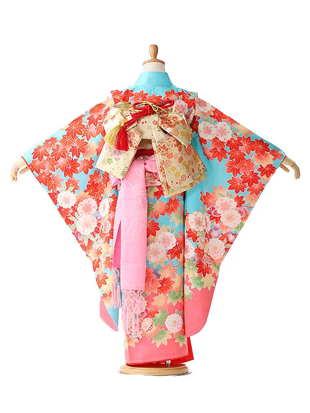 七五三 (７歳女の子結び帯) 正絹 紅葉 7388