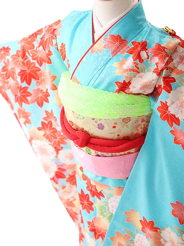 七五三 (７歳女の子結び帯) 正絹 紅葉 7388