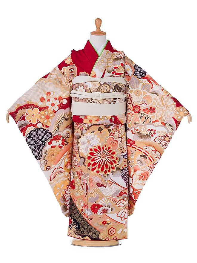 【正絹】 original 7歳 女の子 結び帯 朱赤 7741