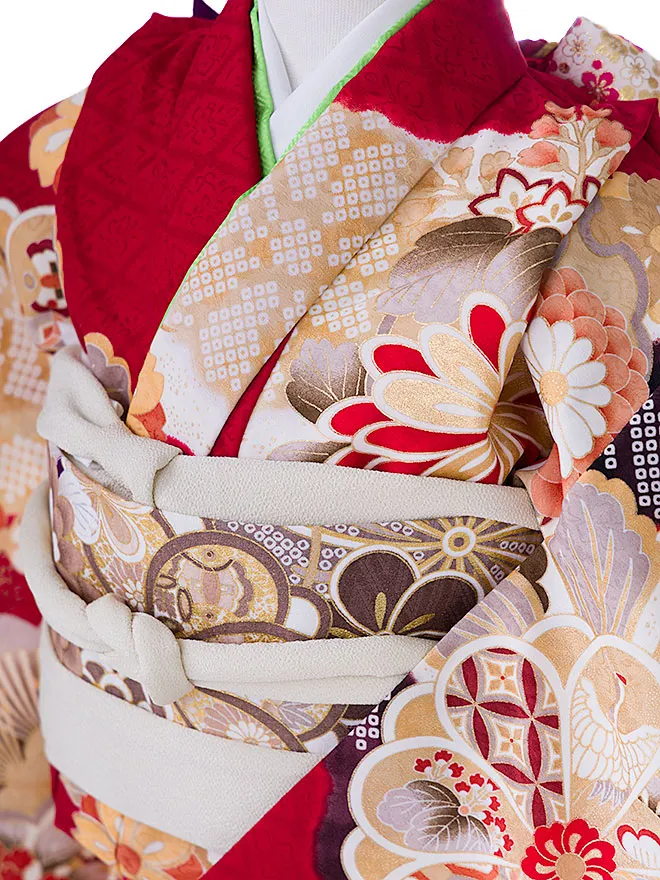 【正絹】 original 7歳 女の子 結び帯 朱赤 7741