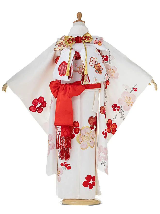 【正絹】 original 7歳 女の子 結び帯 小雪梅蘭 7743