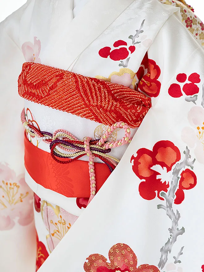 【正絹】 original 7歳 女の子 結び帯 小雪梅蘭 7743