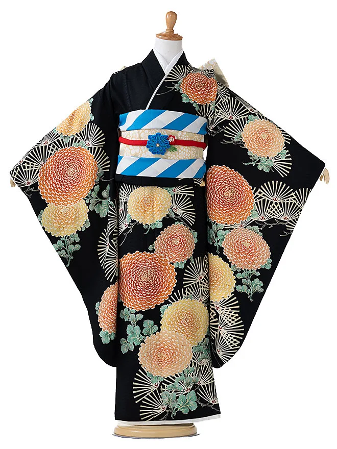 【LOWRYS FARM】7歳 女の子 結び帯 黒 7769