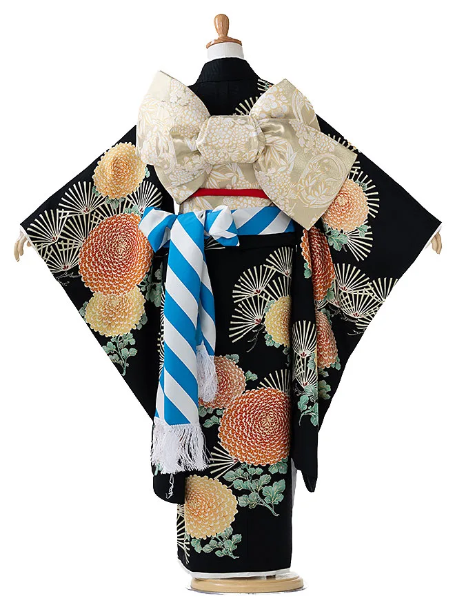 【LOWRYS FARM】7歳 女の子 結び帯 黒 7769