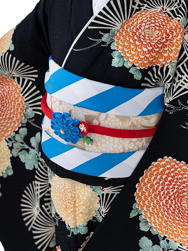 【LOWRYS FARM】7歳 女の子 結び帯 黒 7769