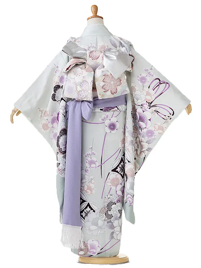 【日本製】7歳 女の子 結び帯 桜 薄緑 7778