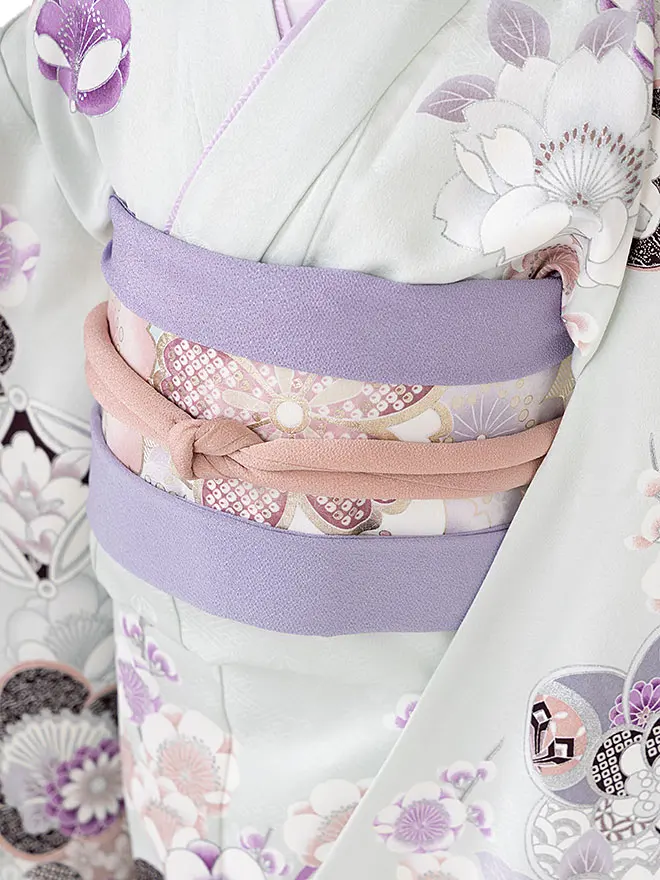 【日本製】7歳 女の子 結び帯 桜 薄緑 7778