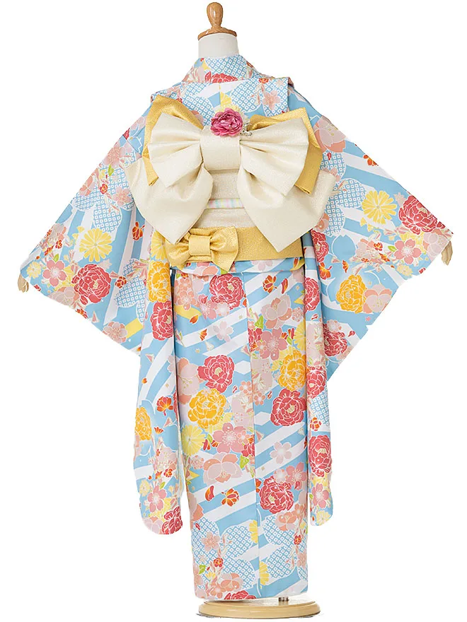 7歳 女の子 結び帯 水色 7809