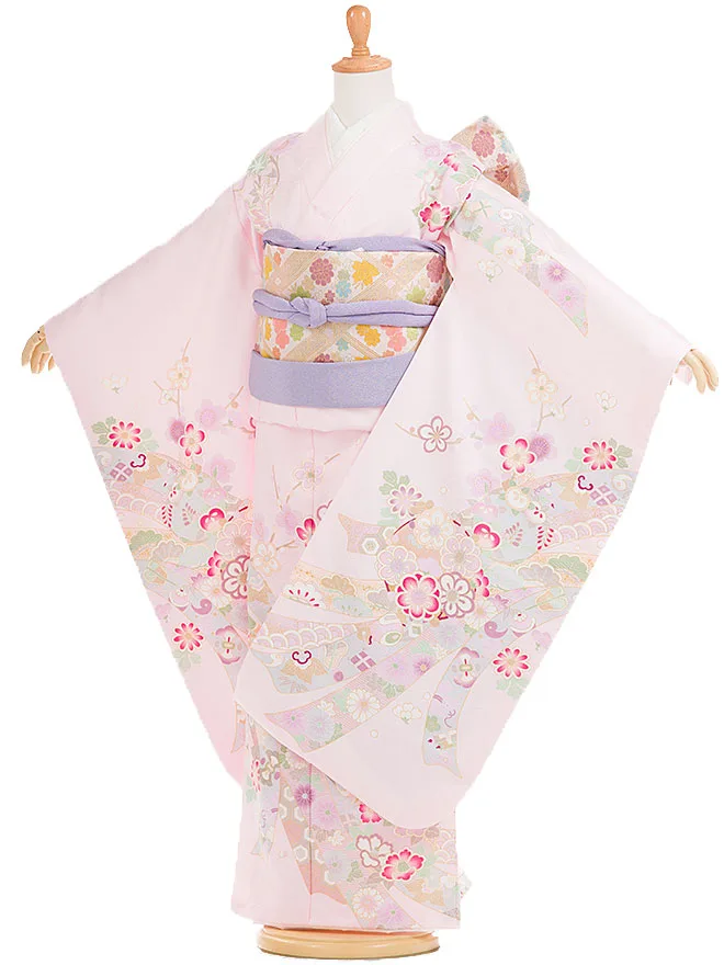 【花ひめ】7歳女の子 日本製 薄ピンク 熨斗目 7841