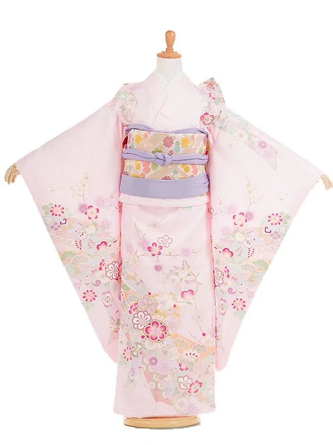 【花ひめ】7歳女の子 日本製 薄ピンク 熨斗目 7841