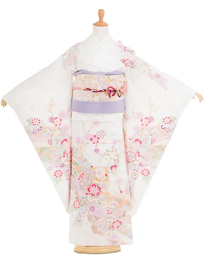 【花ひめ】7歳女の子 日本製 白 熨斗目 7841