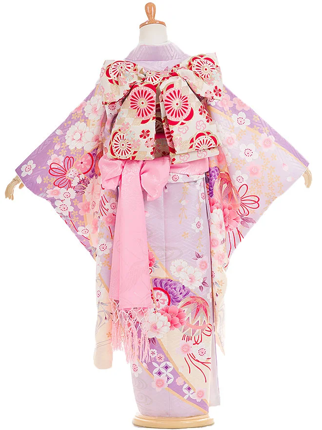 【花ひめ】7歳女の子 桜 流水熨斗 藤色 7844