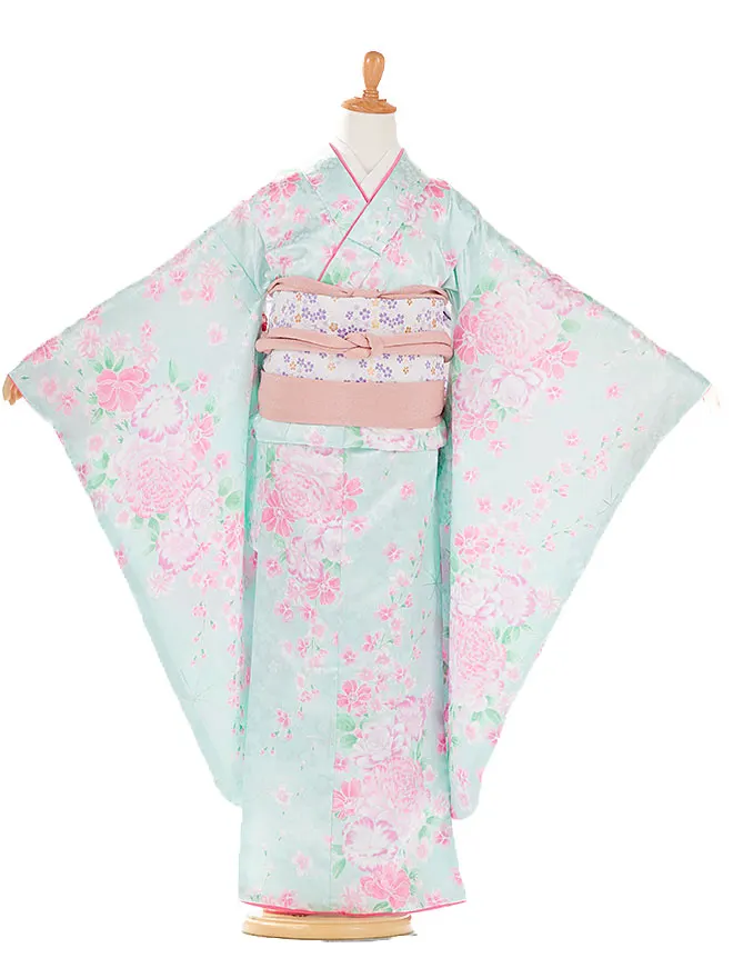 ひさかたろまん 7歳 女児 結び帯 薄青緑 7850