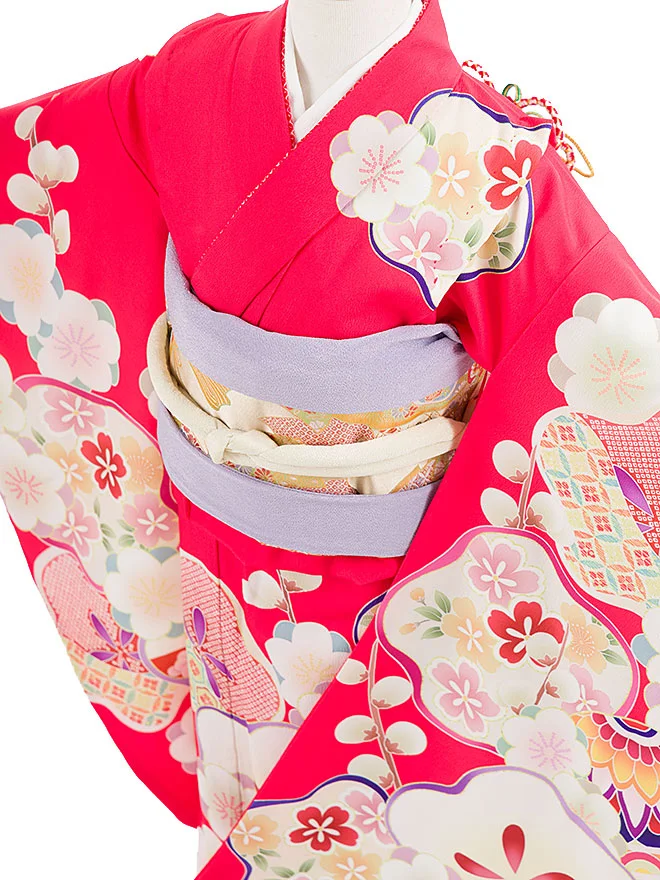7歳 女 結び帯 日本製 shikiburoman 赤  7874