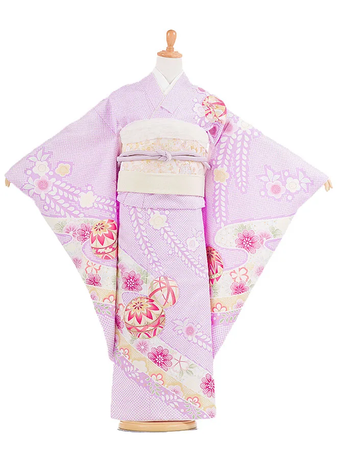 【花ひめ】7歳女の子 日本製 鹿の子風 薄紫 7881