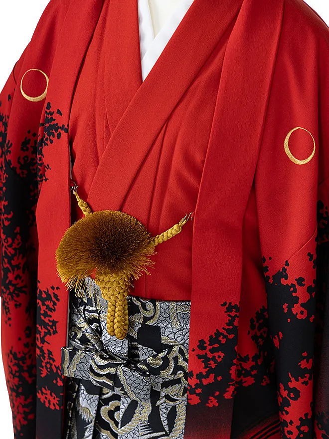 Modern Classic かんたん着付け 小学生 男袴 昇り龍 赤 1434