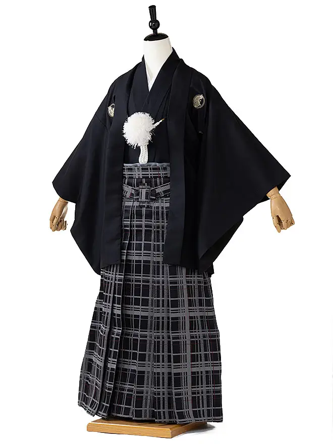 かんたん着付け 小学生 男袴 龍紋 黒 1436