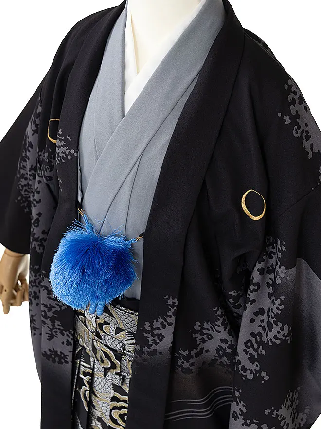 Modern Classic かんたん着付け 小学生 男袴 黒 昇り龍 1438