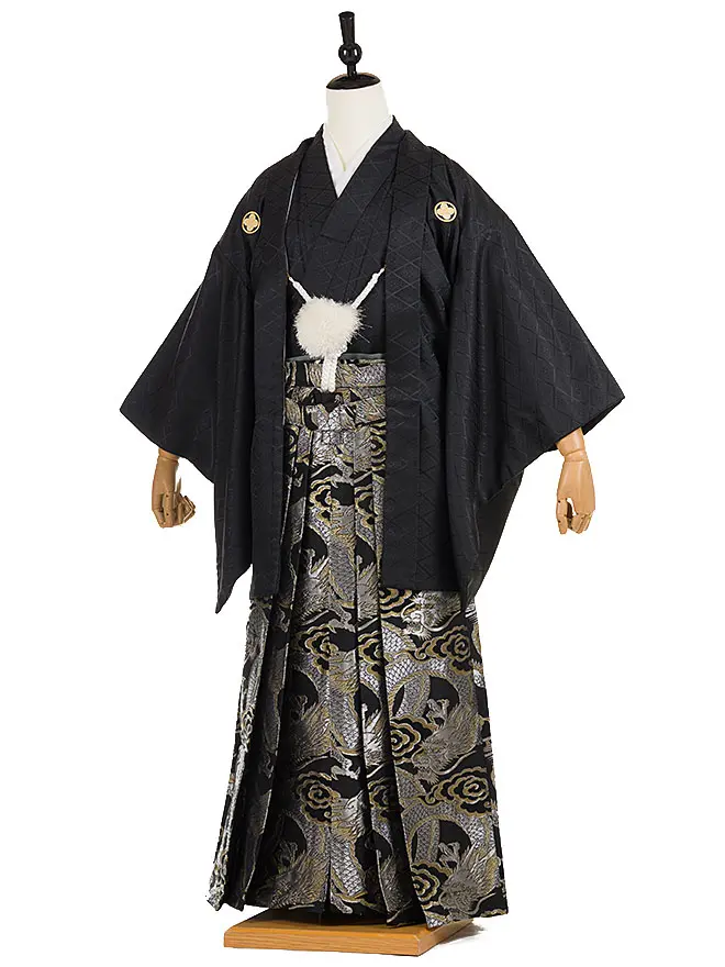 かんたん着付け 小学生 男袴 黒 昇り龍 1439