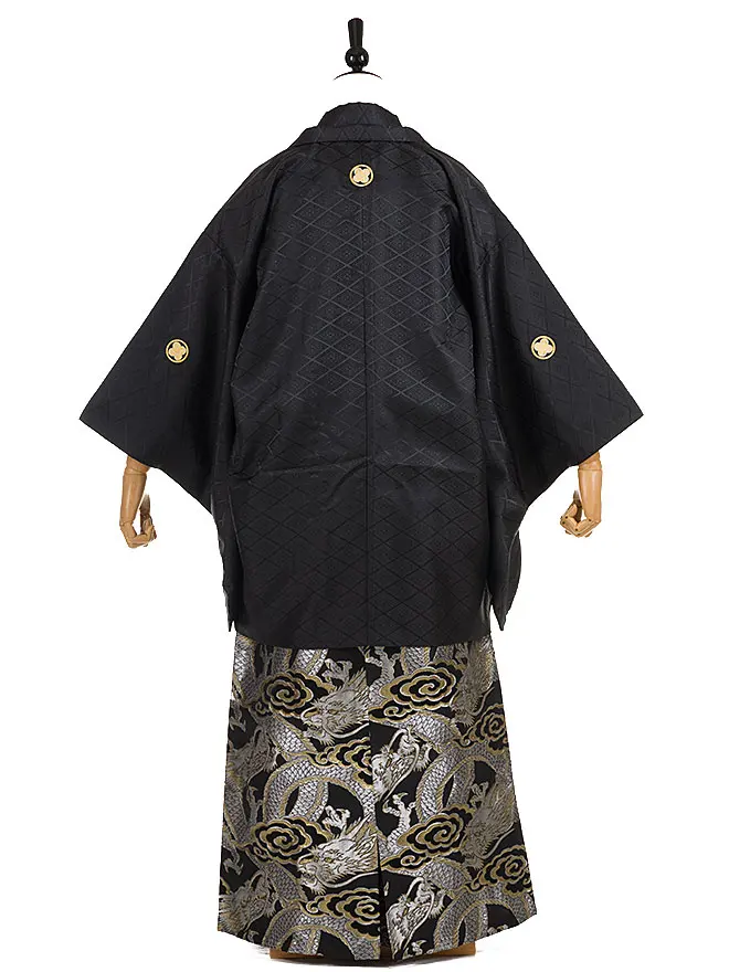 かんたん着付け 小学生 男袴 黒 昇り龍 1439