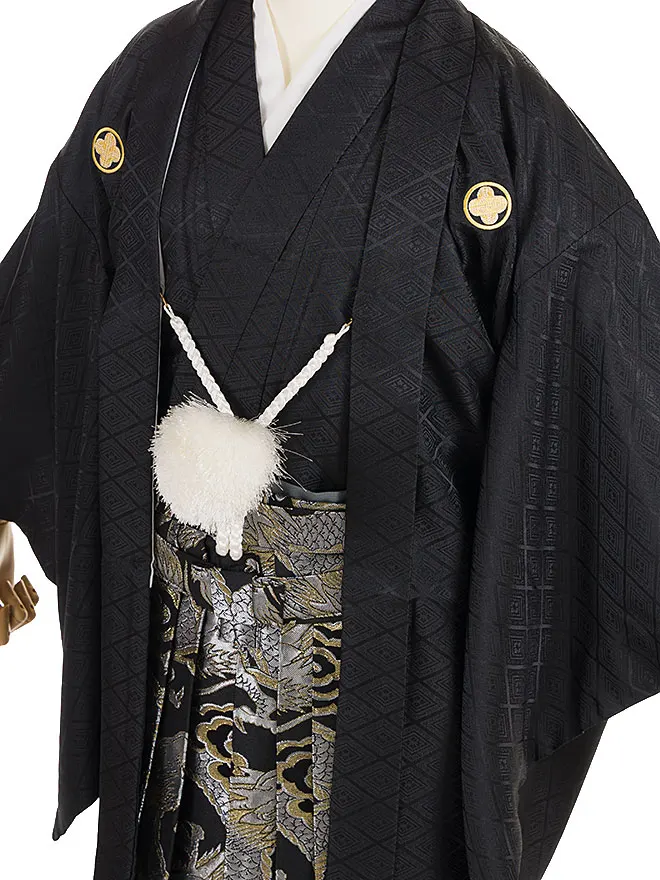 かんたん着付け 小学生 男袴 黒 昇り龍 1439