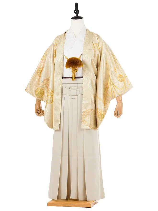 かんたん着付け 小学生 男袴 金 流水紋 1440