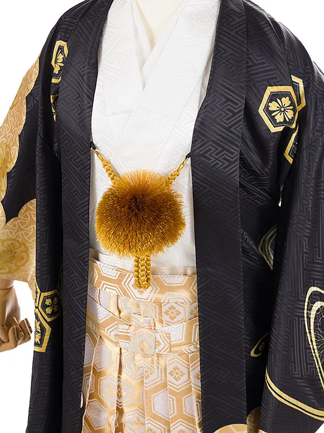 かんたん着付け 小学生 男袴 黒 流水紋 1441