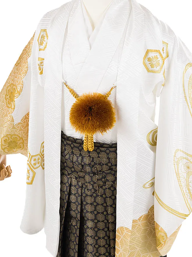 かんたん着付け 小学生 男袴 白 流水紋 1442