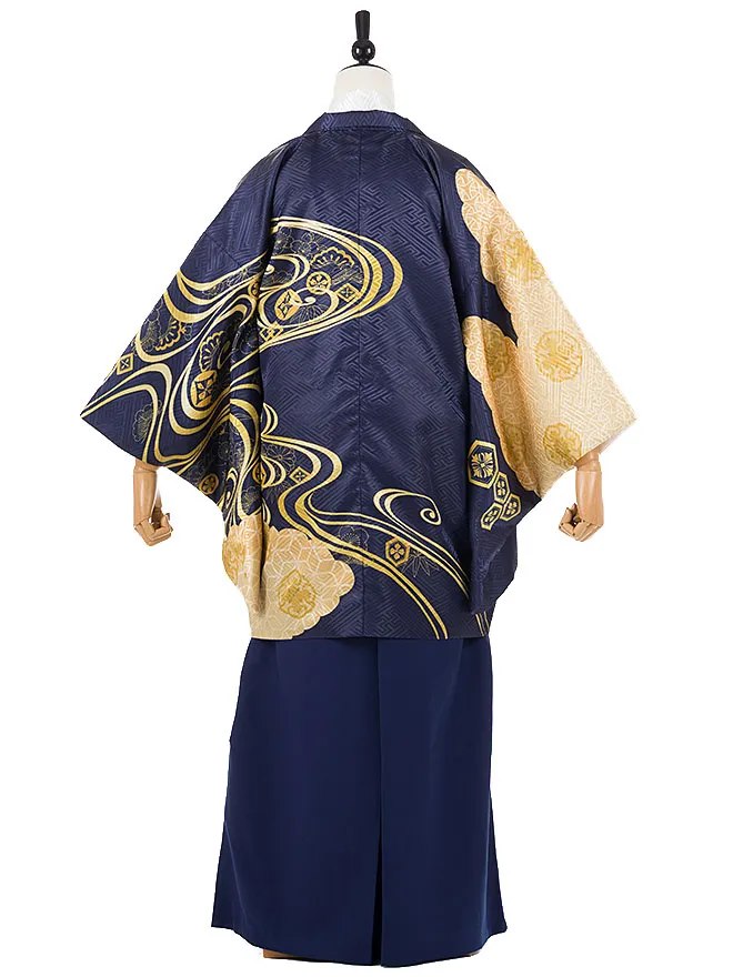 かんたん着付け 小学生 男袴 紺 流水紋 1443