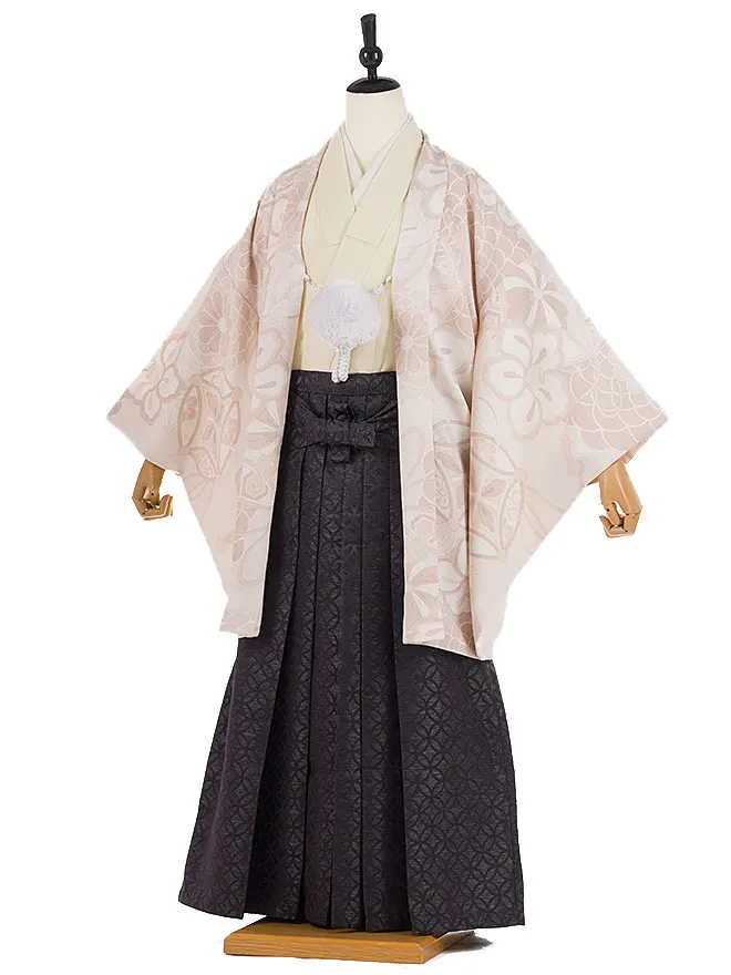 かんたん着付け 小学生 男袴 ベージュ 1453