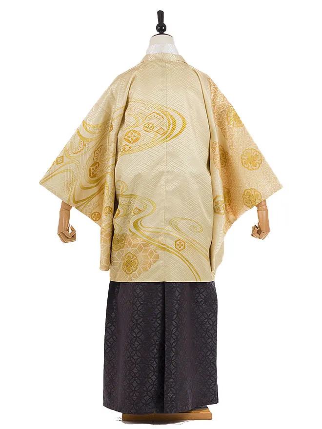 かんたん着付け 小学生 男袴 金 流水紋 1454