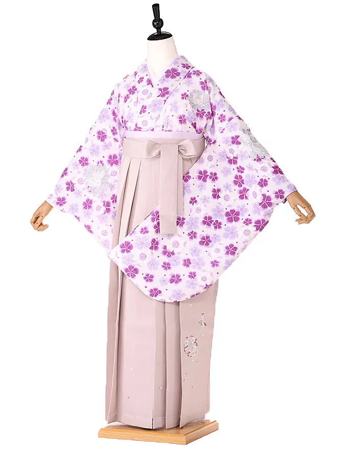 小学生卒業式女袴 紫 小花 0188