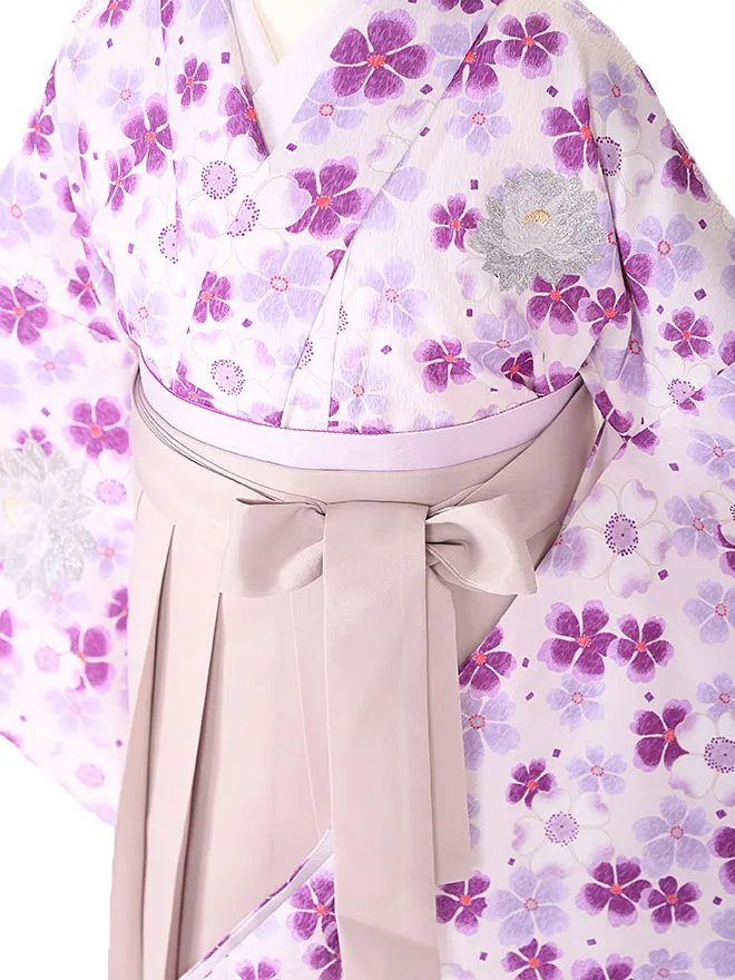 小学生卒業式女袴 紫 小花 0188