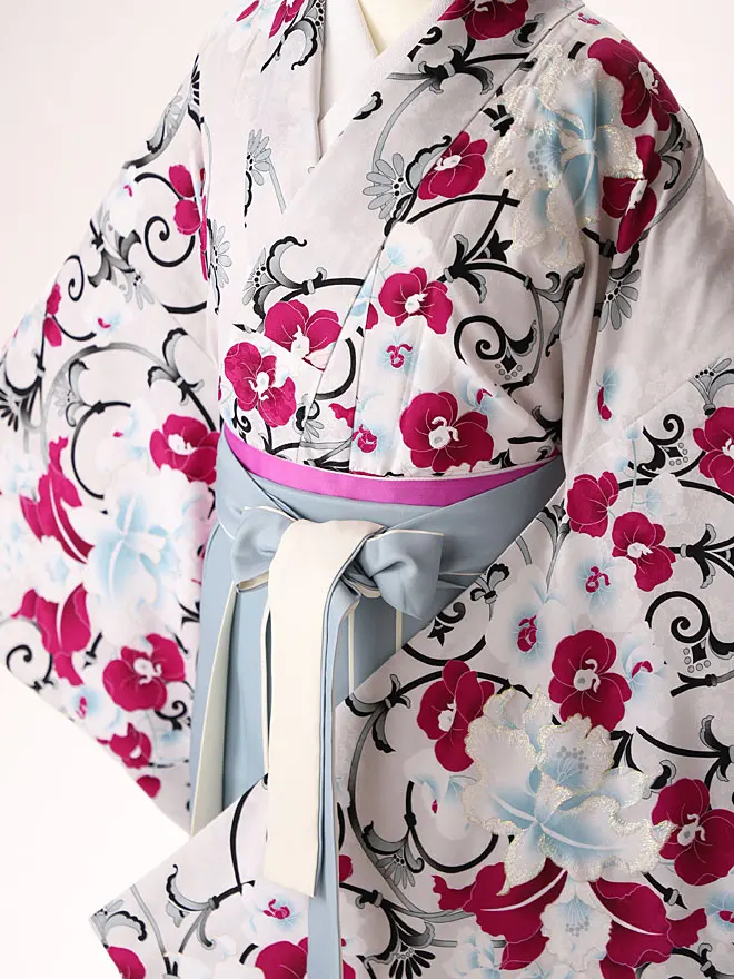 小学生卒業式女袴 白 胡蝶蘭 0191