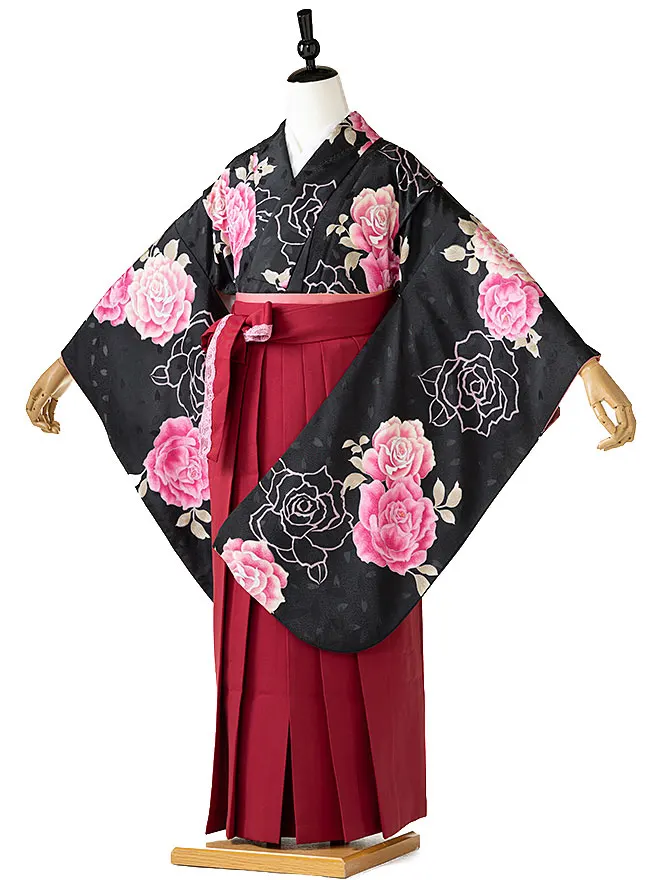小学生卒業式女袴 黒 薔薇 0196