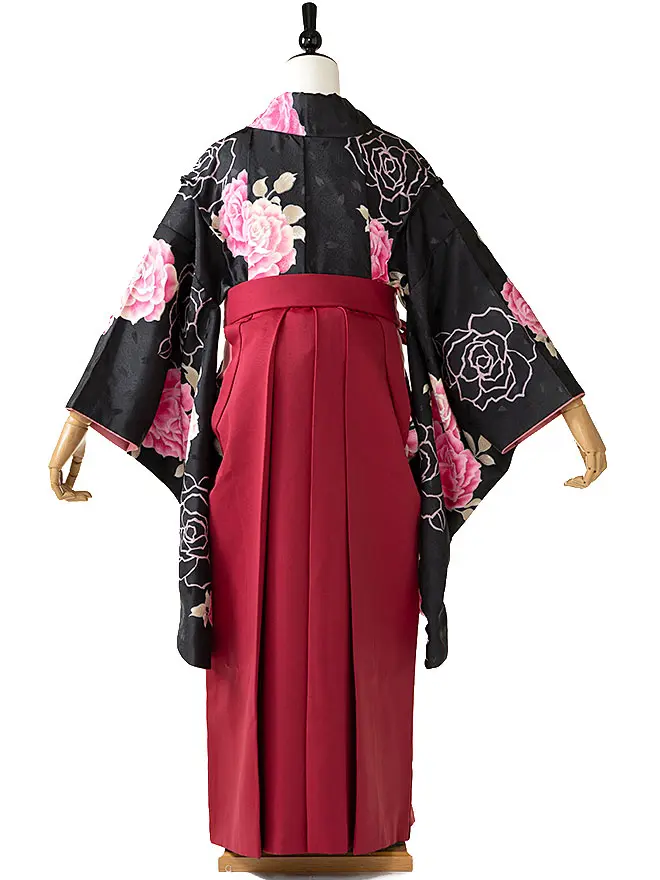 小学生卒業式女袴 黒 薔薇 0196
