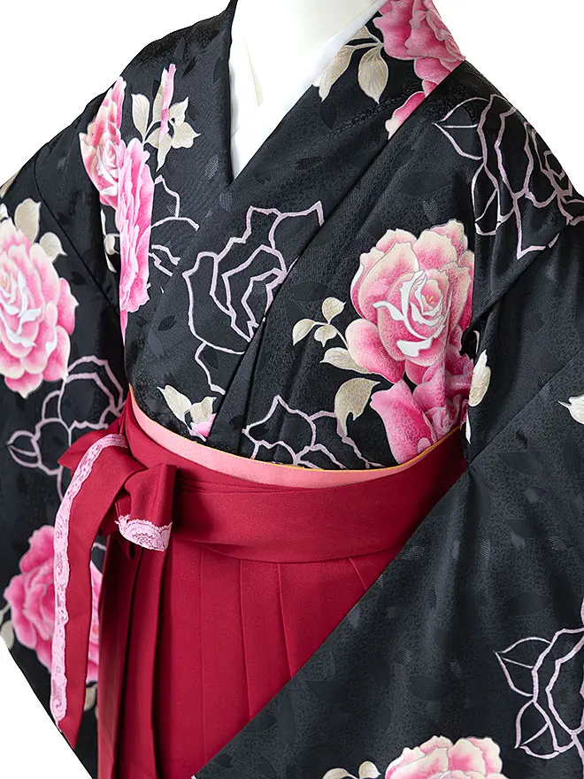 小学生卒業式女袴 黒 薔薇 0196